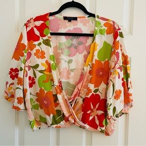 Rachel Zoe floral cropped top